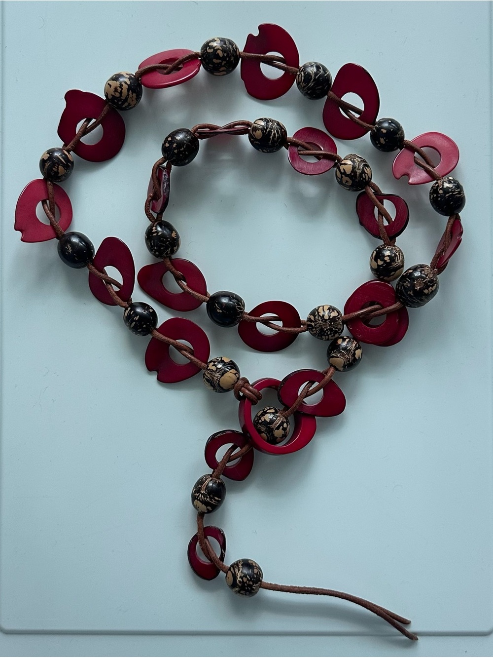Red and Brown Bead Link Belt - Women Accessories